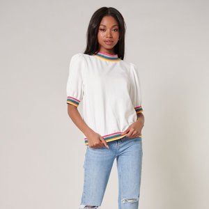 BNWT White Rainbow Trimmed Top from Sugarlips